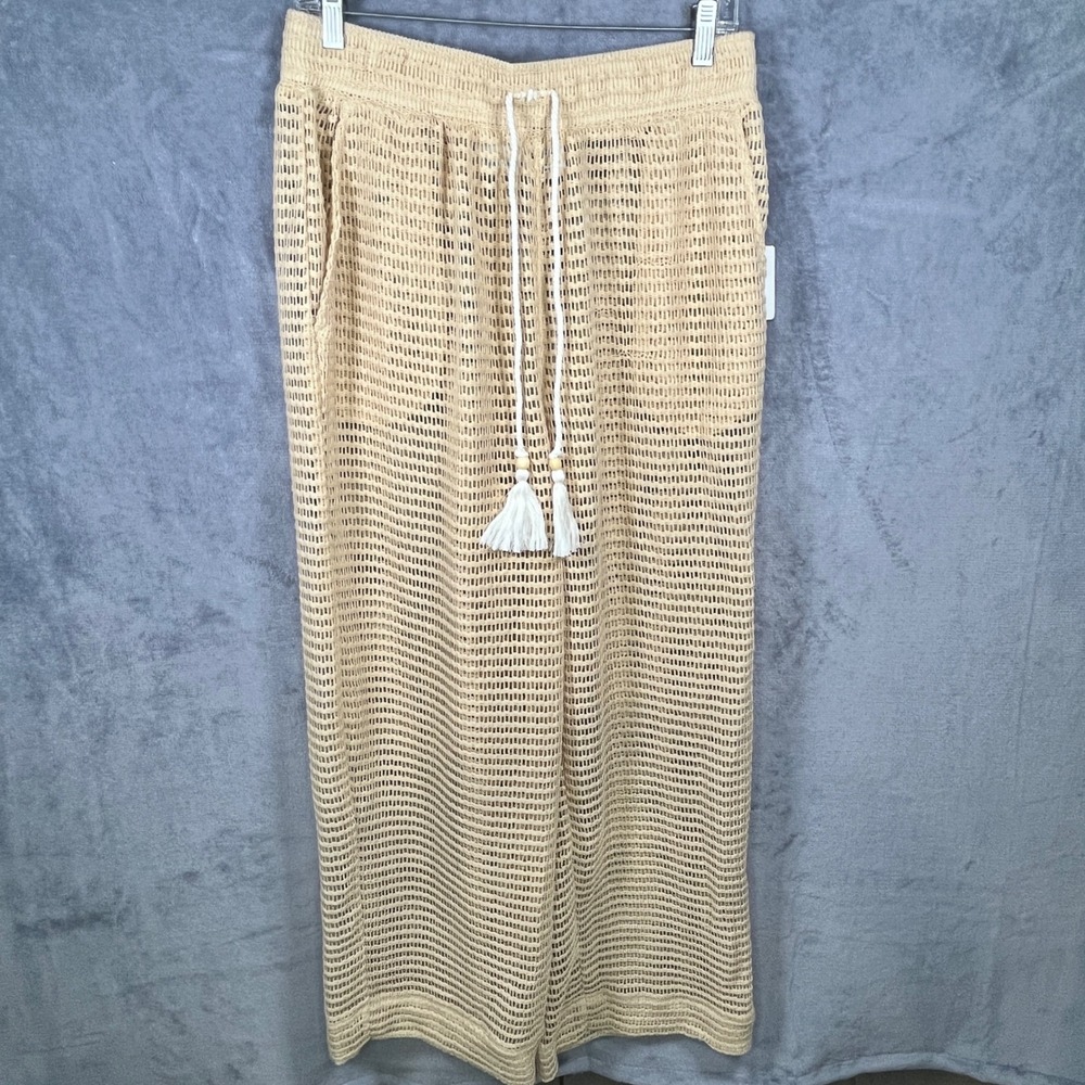 Haute Hippie Crochet Pants Beach Cover Up Drawstring Waist Wide Leg Size L